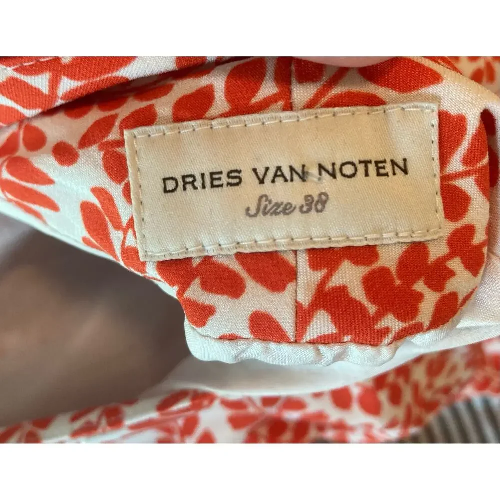 Dries Van Noten SS16 Mermaid Cut Dress Amazing Coral & White Print~  Size 38 - Picture 10 of 16